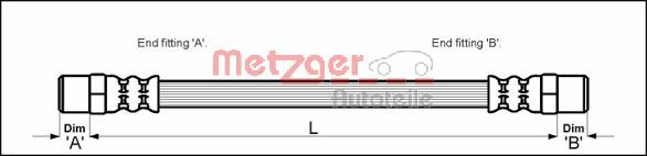 Brake Hose - 4110597 METZGER